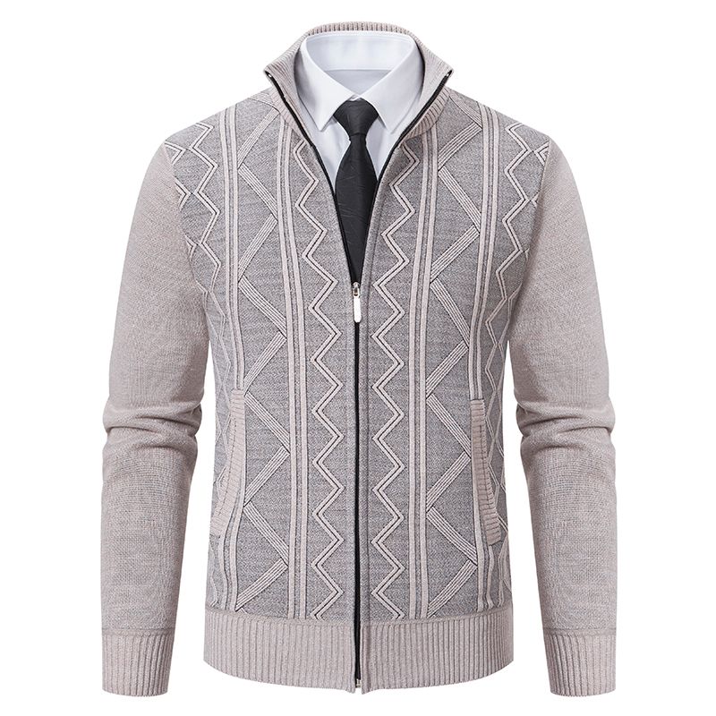 Man Knit Jacket Zipper Sweater Y2K Men's Clothes Luxury Brown Jersey Casual Business Warm Jumper Harajuku Coat