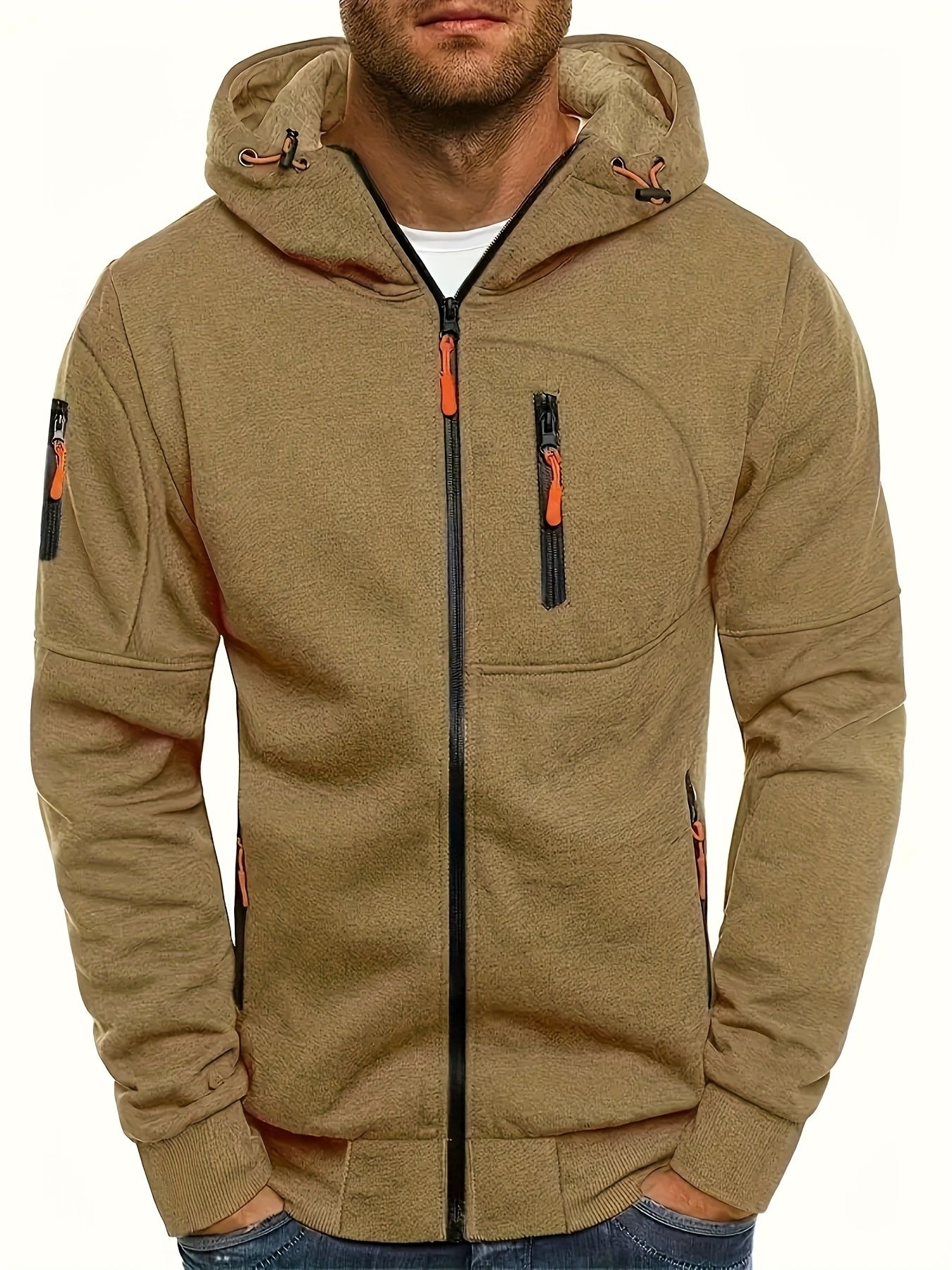 Men's Hoodies Long Sleeve Zipper Hooded Sweatshirt for Men Sportswear Slim Fit Casual Jacket