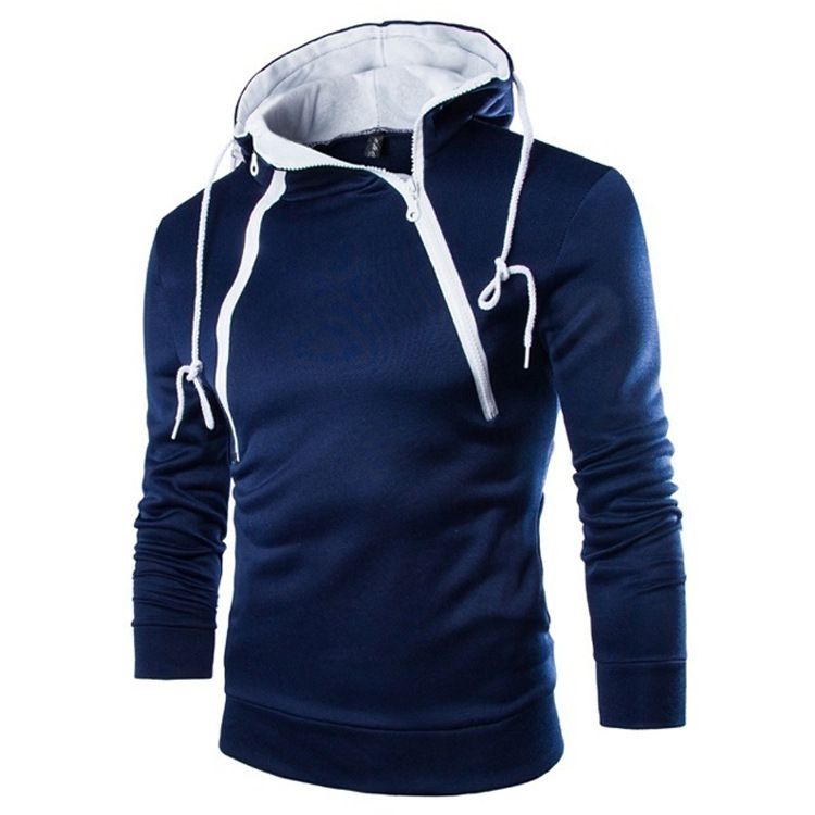 Men's Long Sleeve Sweatshirts Zipper Hooded Pullover High Neck Sweatshirt Top Jacket Coat Pullover Black Sweater