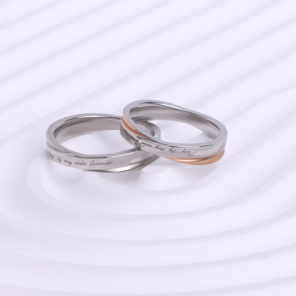 Light Luxury Jewelry, Unisex Stainless Steel Ring, Unique Minimalist Design, English Letter Couple Ring