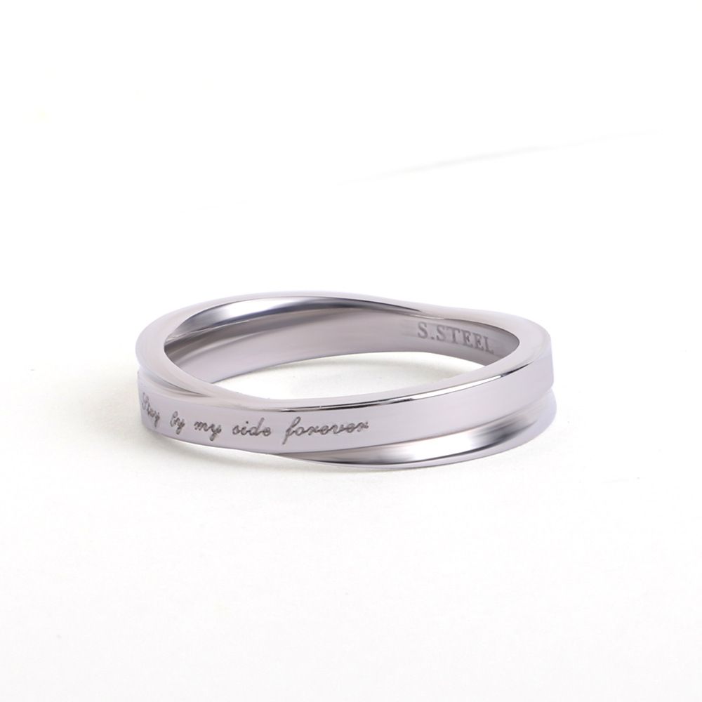 Light Luxury Jewelry, Unisex Stainless Steel Ring, Unique Minimalist Design, English Letter Couple Ring
