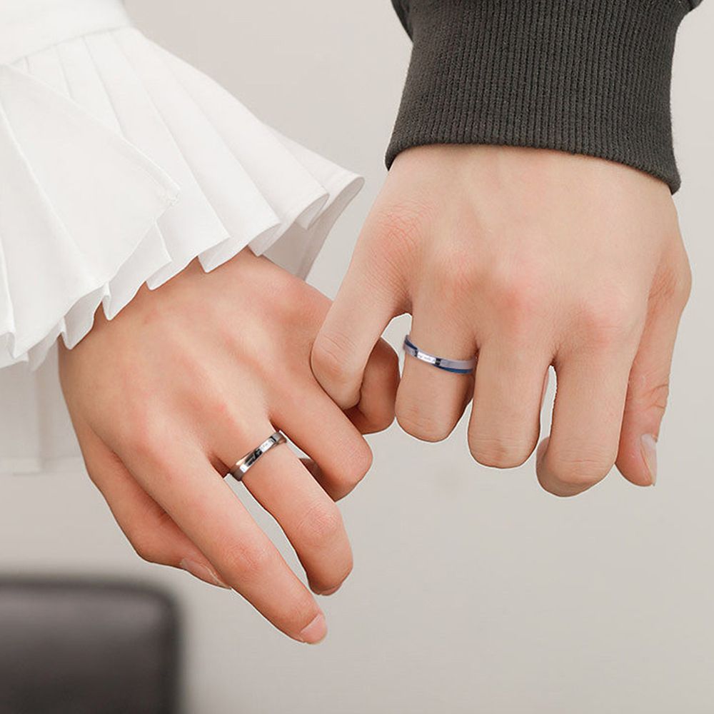 Light Luxury Jewelry, Unisex Stainless Steel Ring, Unique Minimalist Design, English Letter Couple Ring