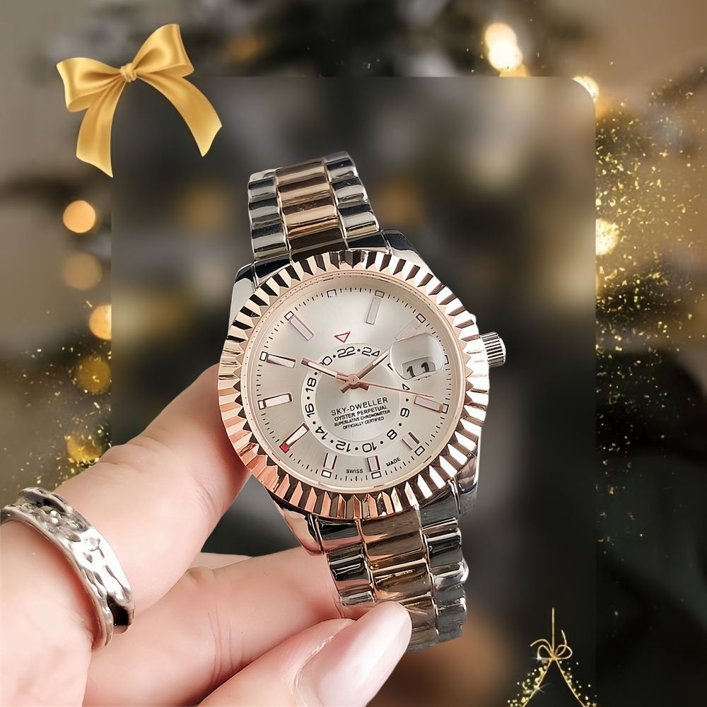 New high-end trendy fully automatic men's watches. Stylish black-tech Korean-style trendy calendar watches for students.