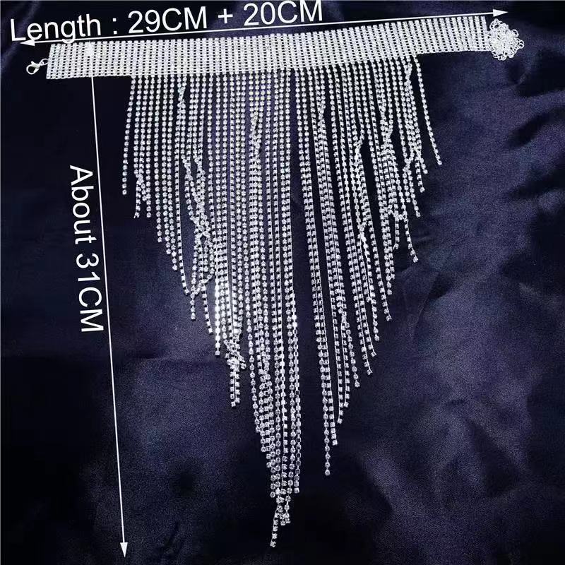 Women's Elegant Rhinestone Choker Necklace - Sexy Fringe Crystal Pendant Necklace for Nightclub & Evening Party