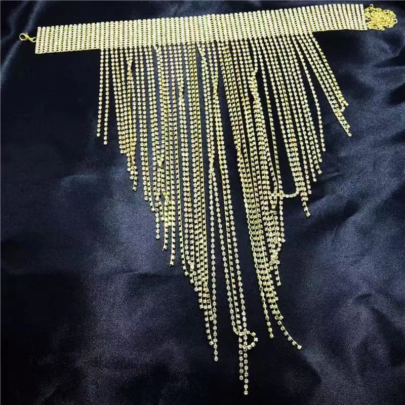 Women's Elegant Rhinestone Choker Necklace - Sexy Fringe Crystal Pendant Necklace for Nightclub & Evening Party