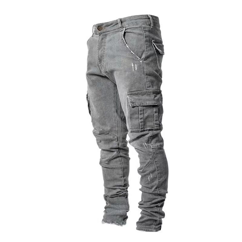 New jeans men's side pockets small foot skinny jeans
