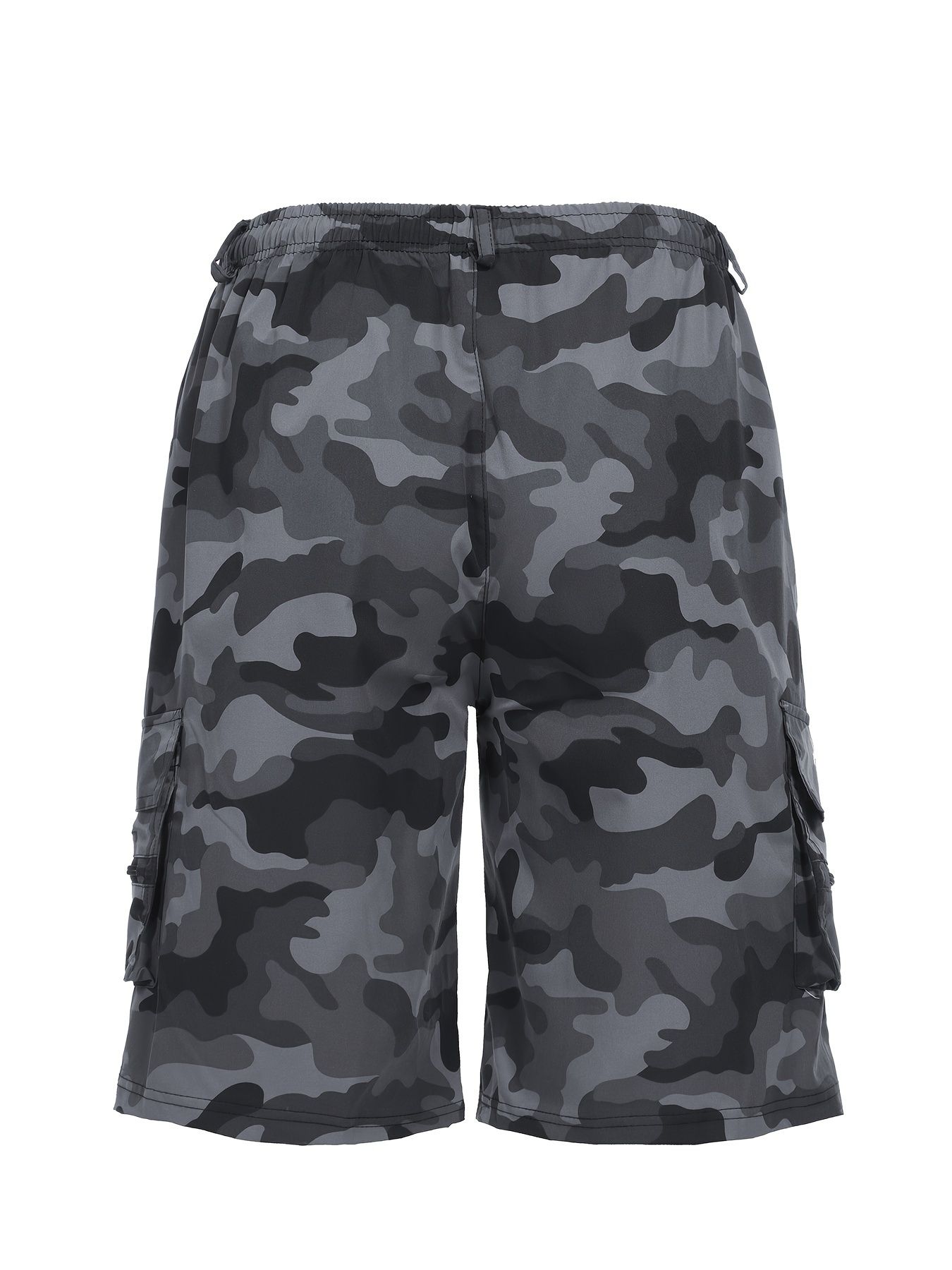 2pcs Men's Tactical Shorts Summer Casual Cargo Shorts Knee-length Multi-pockets Elastic Waist Work Hiking Overalls Short Pants Drawstring Pants