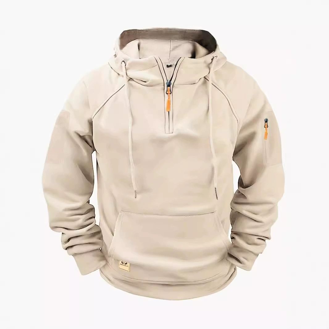 New Multi Pocket Zipper Fleece Dropped Shoulder Hooded Sweatshirt Men's Women's Plus Size Loose Pullover Fashion Sweatshirt