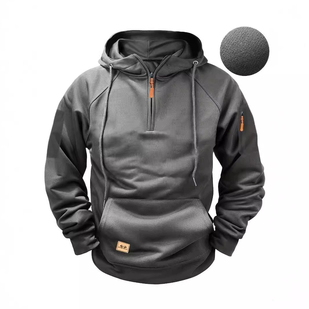 New Multi Pocket Zipper Fleece Dropped Shoulder Hooded Sweatshirt Men's Women's Plus Size Loose Pullover Fashion Sweatshirt