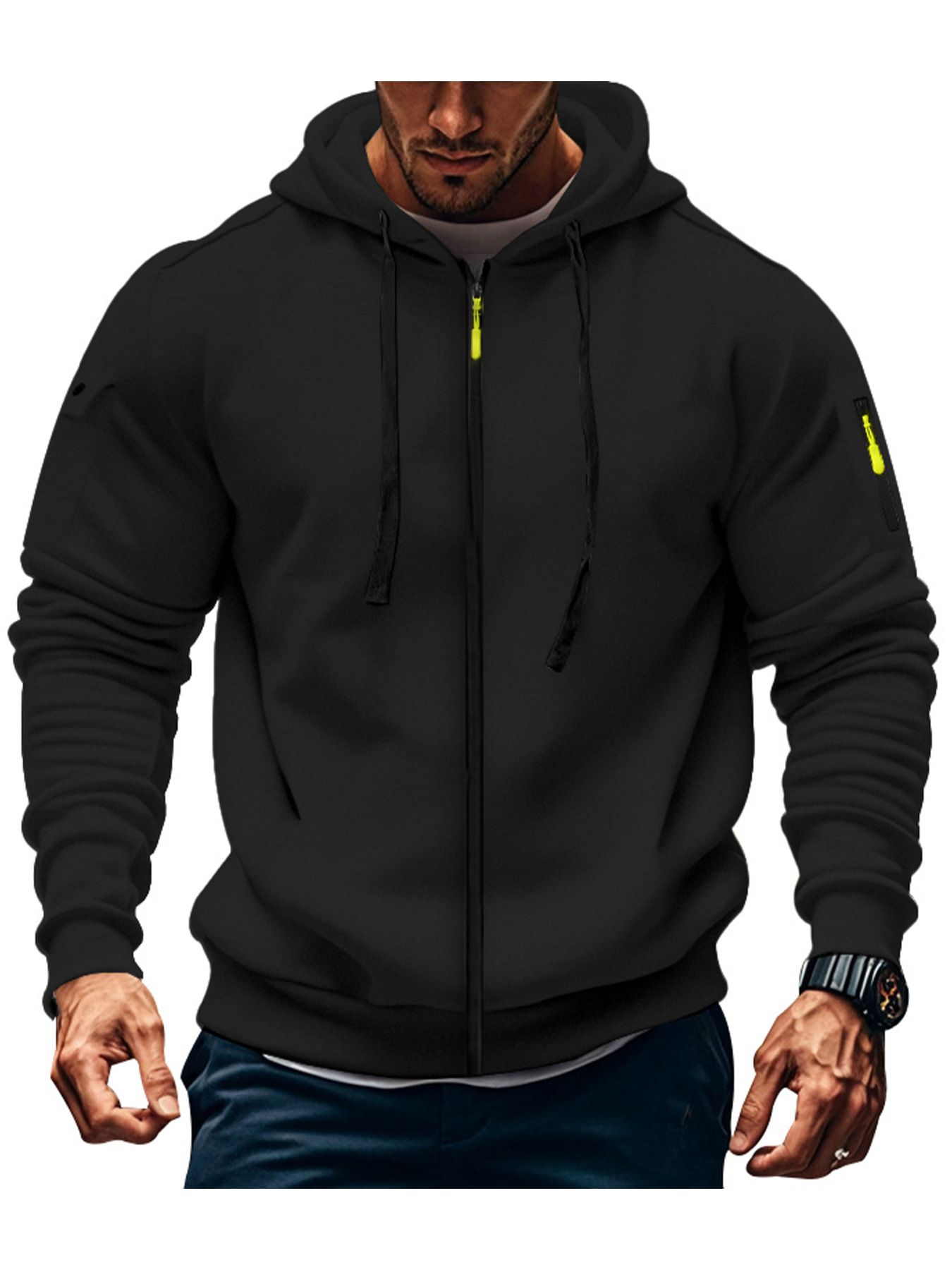 Men's Outdoor Zip Hoodie | Functional Multi-Pocket Men's Hoodie | Multi-Zipper Pockets & Breathable | Comfortable Casual Sweatshirt for All Seasons