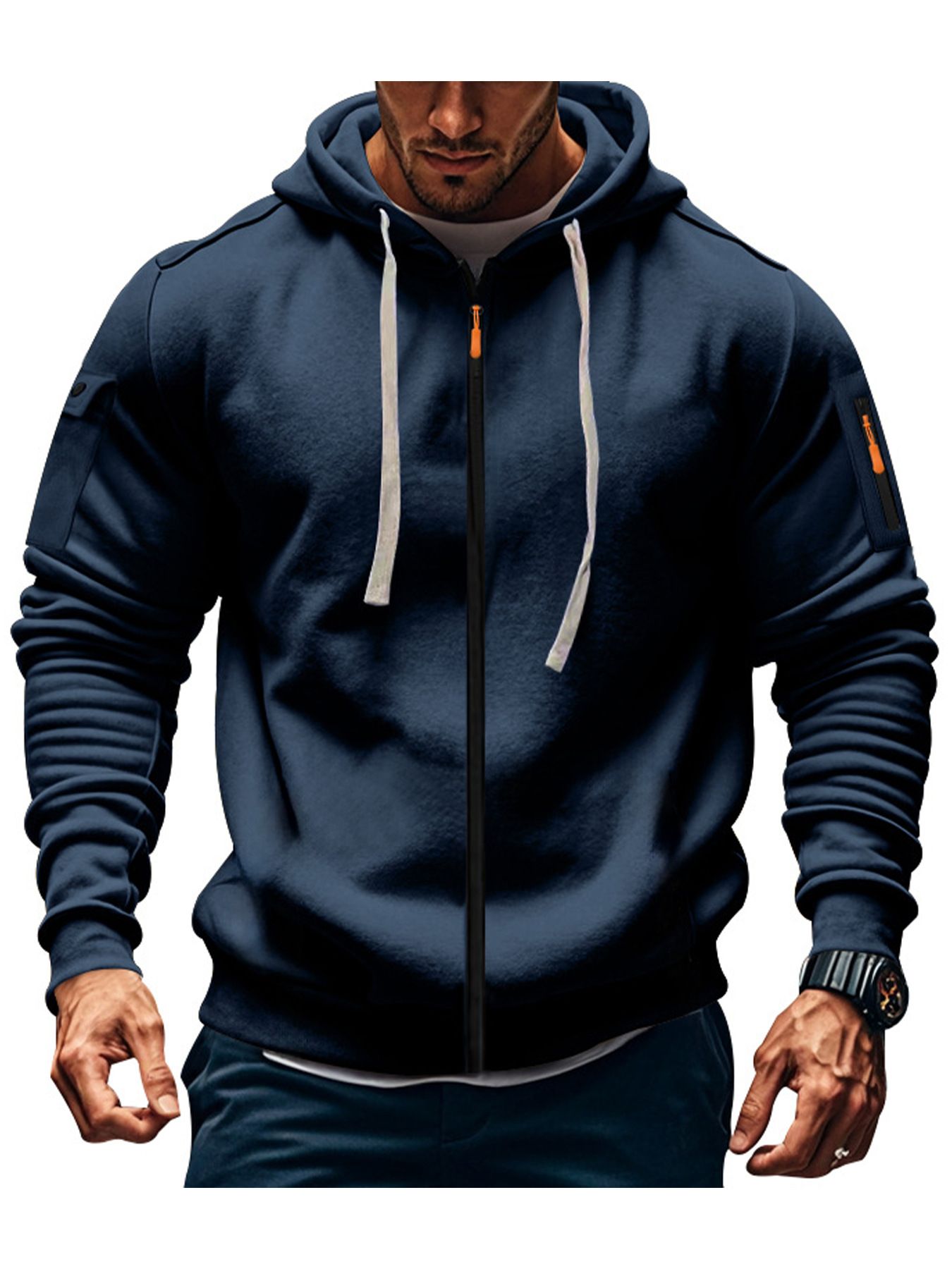 Men's Outdoor Zip Hoodie | Functional Multi-Pocket Men's Hoodie | Multi-Zipper Pockets & Breathable | Comfortable Casual Sweatshirt for All Seasons