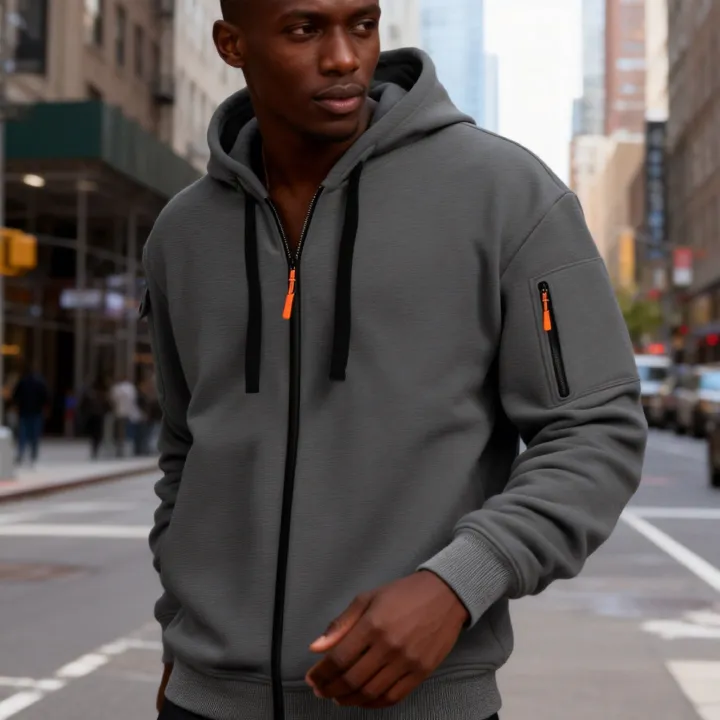 Men's Outdoor Zip Hoodie | Functional Multi-Pocket Men's Hoodie | Multi-Zipper Pockets & Breathable | Comfortable Casual Sweatshirt for All Seasons