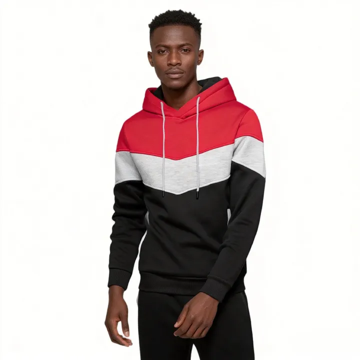 Men's Retro Color-Block Hooded Sweatshirt | Breathable Fabric,Casual Loose-Fit Pullover for Sports & Daily Wear | Perfect for Sports & Casual Outfits
