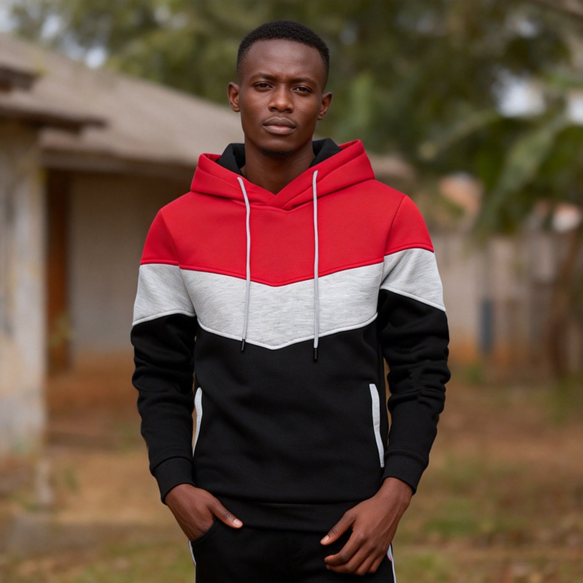 Men's Retro Color-Block Hooded Sweatshirt | Breathable Fabric,Casual Loose-Fit Pullover for Sports & Daily Wear | Perfect for Sports & Casual Outfits