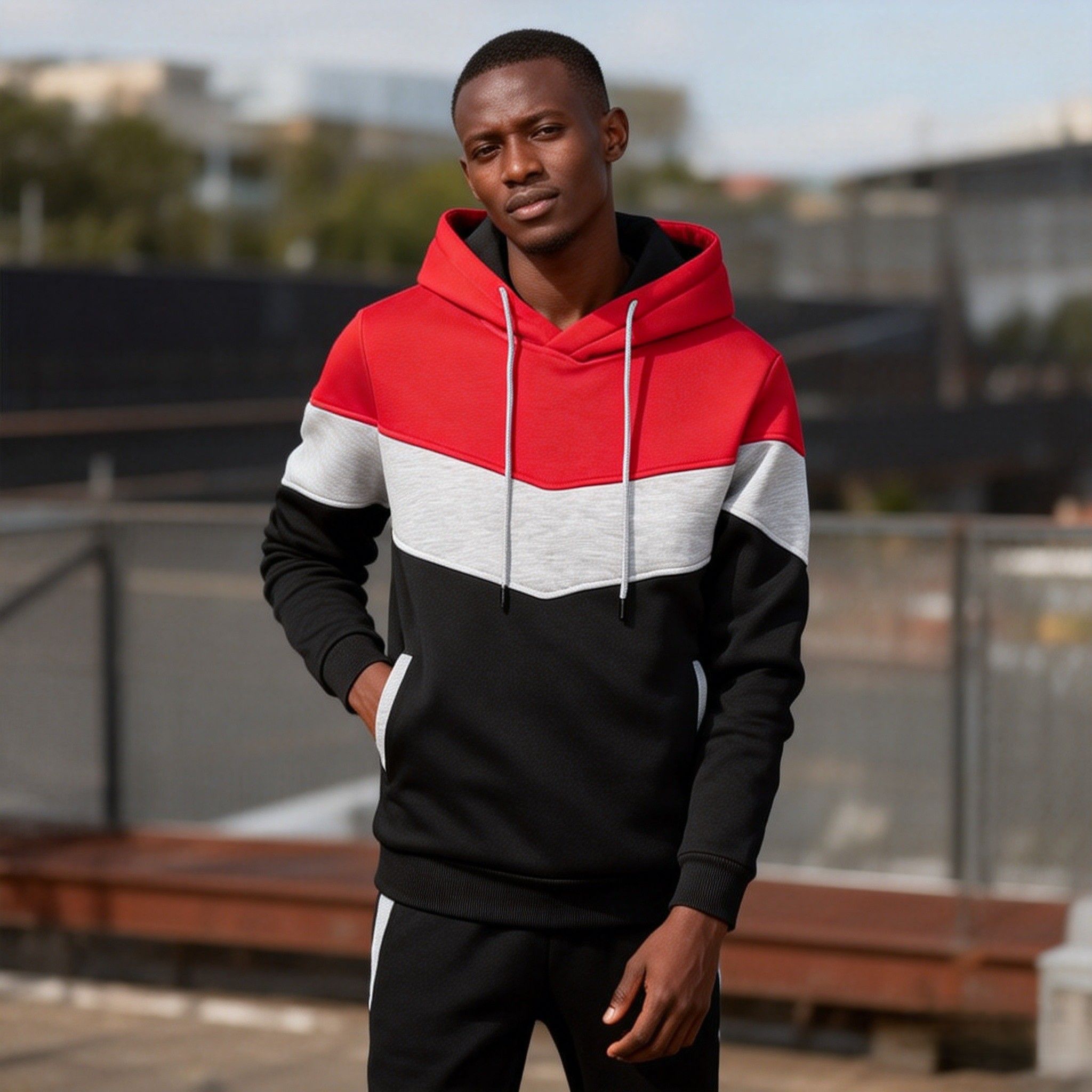 Men's Retro Color-Block Hooded Sweatshirt | Breathable Fabric,Casual Loose-Fit Pullover for Sports & Daily Wear | Perfect for Sports & Casual Outfits