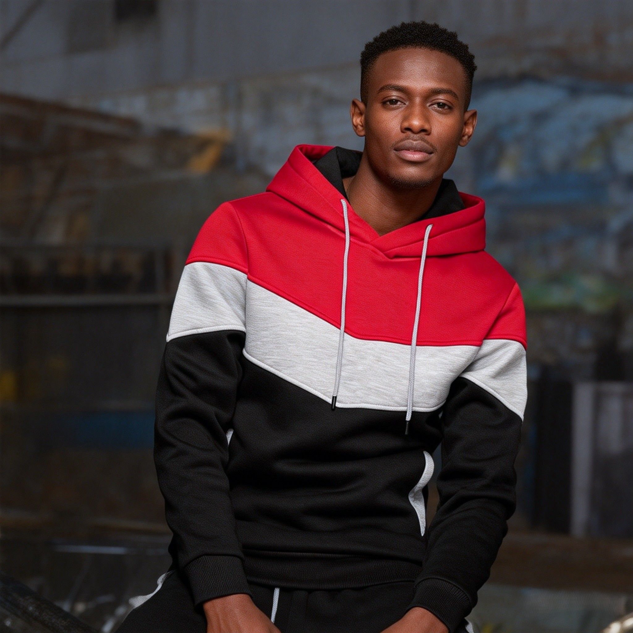 Men's Retro Color-Block Hooded Sweatshirt | Breathable Fabric,Casual Loose-Fit Pullover for Sports & Daily Wear | Perfect for Sports & Casual Outfits