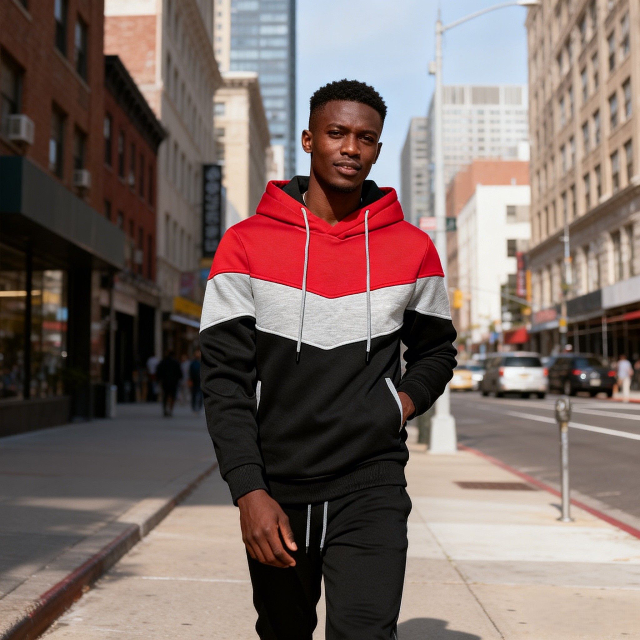 Men's Retro Color-Block Hooded Sweatshirt | Breathable Fabric,Casual Loose-Fit Pullover for Sports & Daily Wear | Perfect for Sports & Casual Outfits