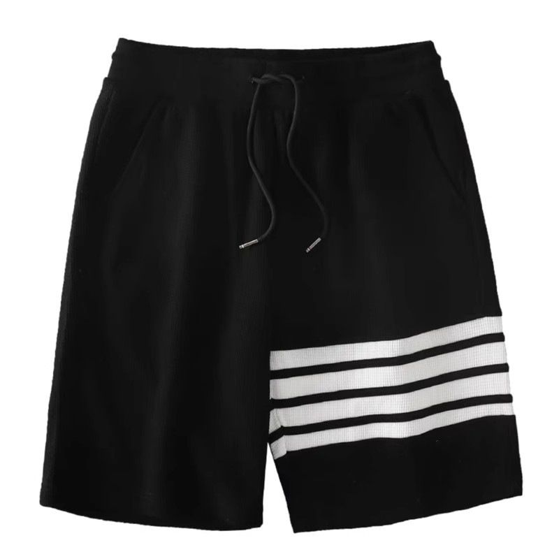 Men's Striped Waffle-Knit Shorts | Breathable Sports & Lounge Shorts | Loose-Fit Athletic Shorts with Drawstring Waist for Sports & Daily Wear | All-Day Comfort & Style