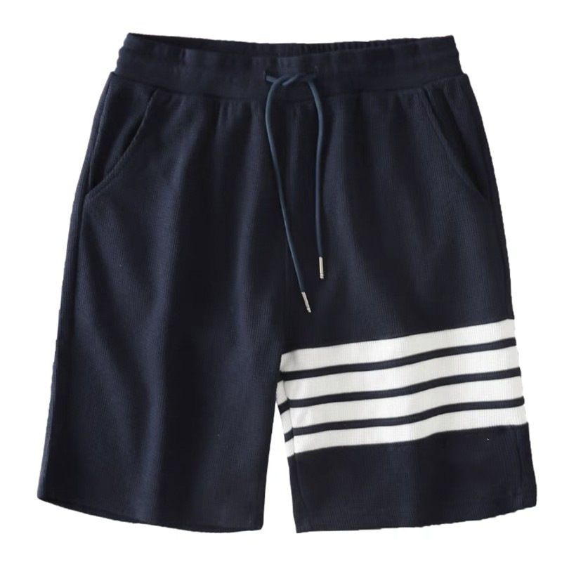 Men's Striped Waffle-Knit Shorts | Breathable Sports & Lounge Shorts | Loose-Fit Athletic Shorts with Drawstring Waist for Sports & Daily Wear | All-Day Comfort & Style