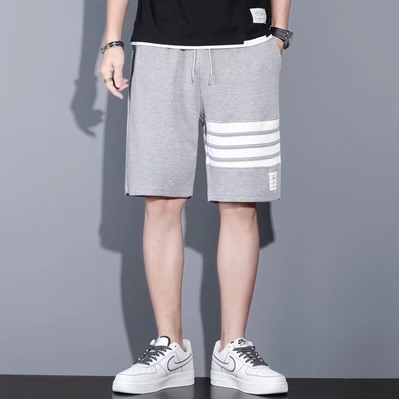 Men's Striped Waffle-Knit Shorts | Breathable Sports & Lounge Shorts | Loose-Fit Athletic Shorts with Drawstring Waist for Sports & Daily Wear | All-Day Comfort & Style