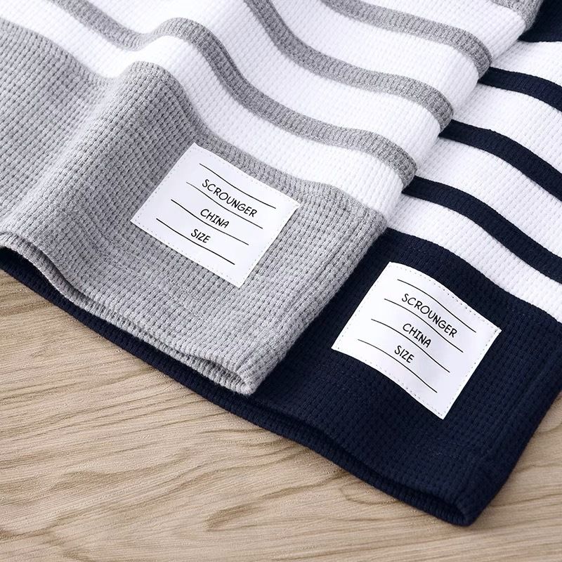 Men's Striped Waffle-Knit Shorts | Breathable Sports & Lounge Shorts | Loose-Fit Athletic Shorts with Drawstring Waist for Sports & Daily Wear | All-Day Comfort & Style