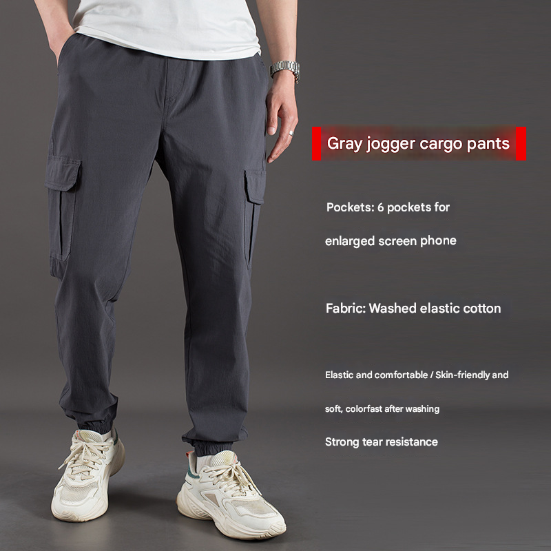 Men's High-Waist Stretch Cargo Trousers | Straight-Leg & Jogger | Breathable, Multi-Pocket Design, High-Stretch Fabric for Work & Casual Wear in Kenya