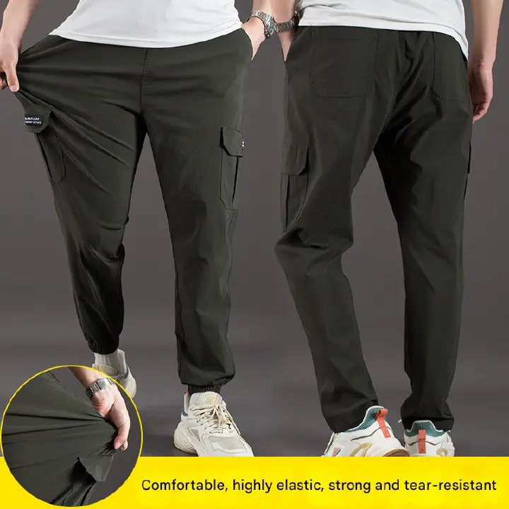 Men's High-Waist Stretch Cargo Trousers | Straight-Leg & Jogger | Breathable, Multi-Pocket Design, High-Stretch Fabric for Work & Casual Wear in Kenya