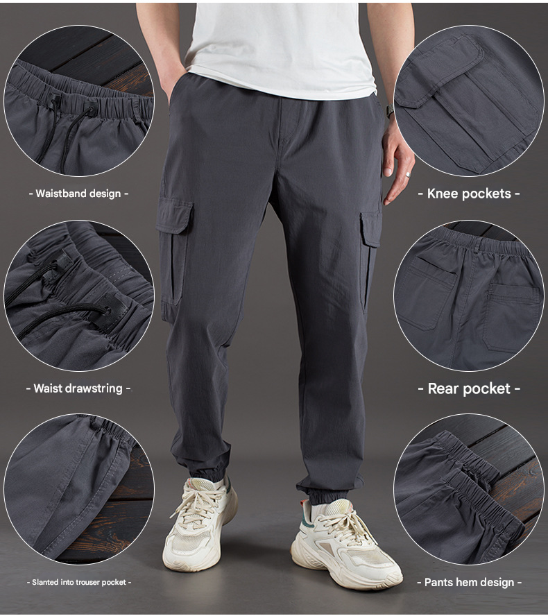 Men's High-Waist Stretch Cargo Trousers | Straight-Leg & Jogger | Breathable, Multi-Pocket Design, High-Stretch Fabric for Work & Casual Wear in Kenya