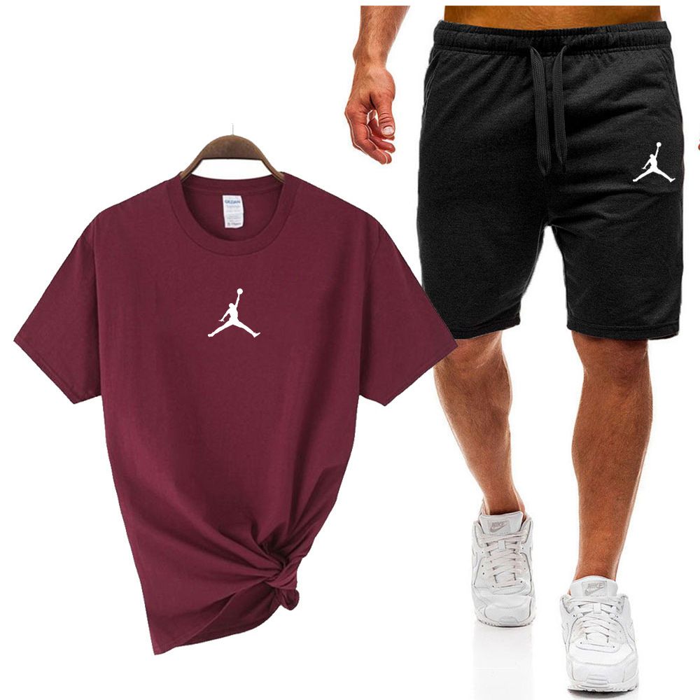Men's 2-Piece Cotton T-Shirt & Shorts Set | Men's Breathable Cotton Sports Set | Casual Sportswear Tracksuit for Summer in Kenya | Soft Cotton & Minimalist Design