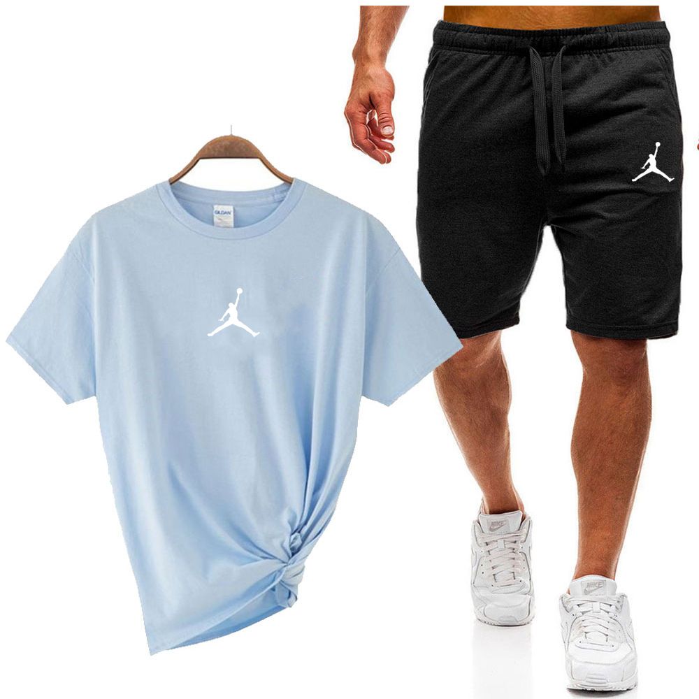 Men's 2-Piece Cotton T-Shirt & Shorts Set | Men's Breathable Cotton Sports Set | Casual Sportswear Tracksuit for Summer in Kenya | Soft Cotton & Minimalist Design