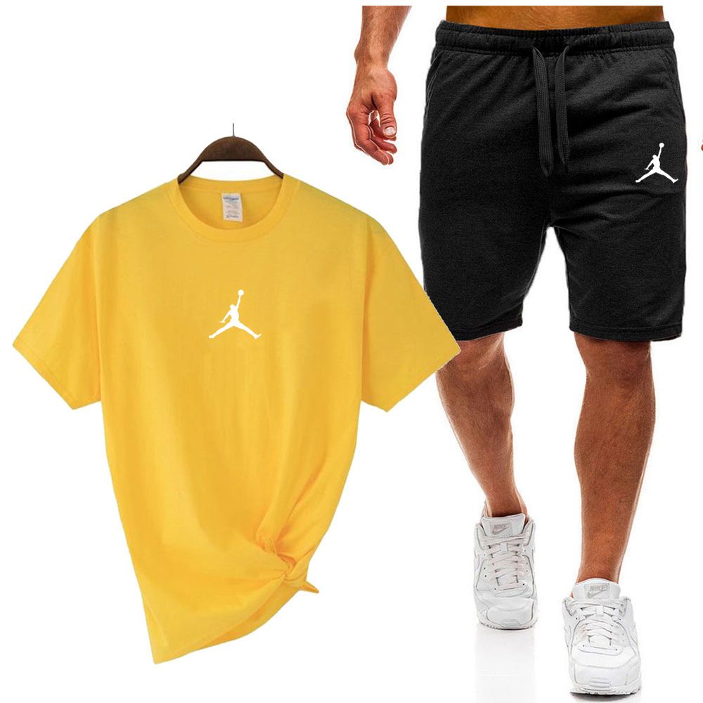 Men's 2-Piece Cotton T-Shirt & Shorts Set | Men's Breathable Cotton Sports Set | Casual Sportswear Tracksuit for Summer in Kenya | Soft Cotton & Minimalist Design