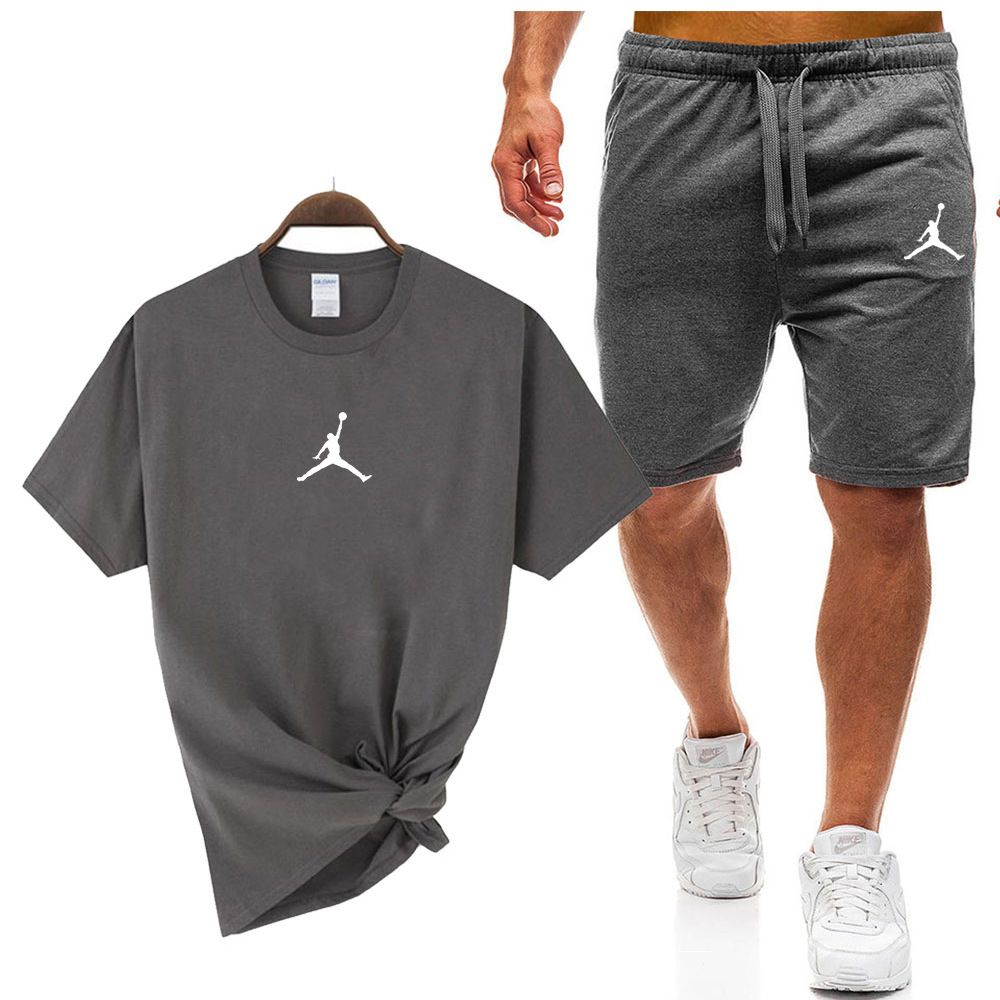 Men's 2-Piece Cotton T-Shirt & Shorts Set | Men's Breathable Cotton Sports Set | Casual Sportswear Tracksuit for Summer in Kenya | Soft Cotton & Minimalist Design