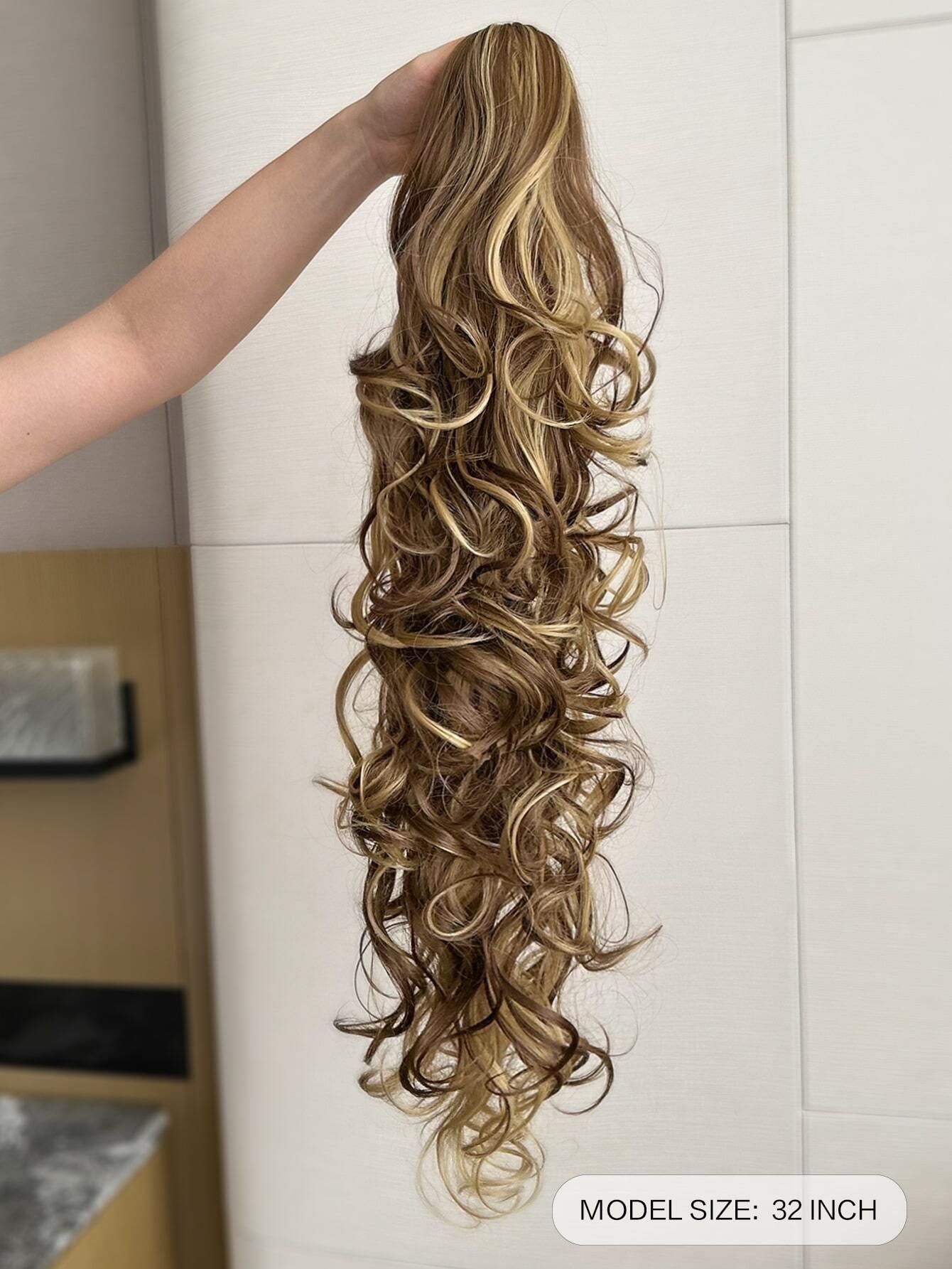 Ladies Big Wavy Curly Water Wave Clip In Hair Extensions Long Body Wave Ponytail Claw Curly Wavy Ponytail