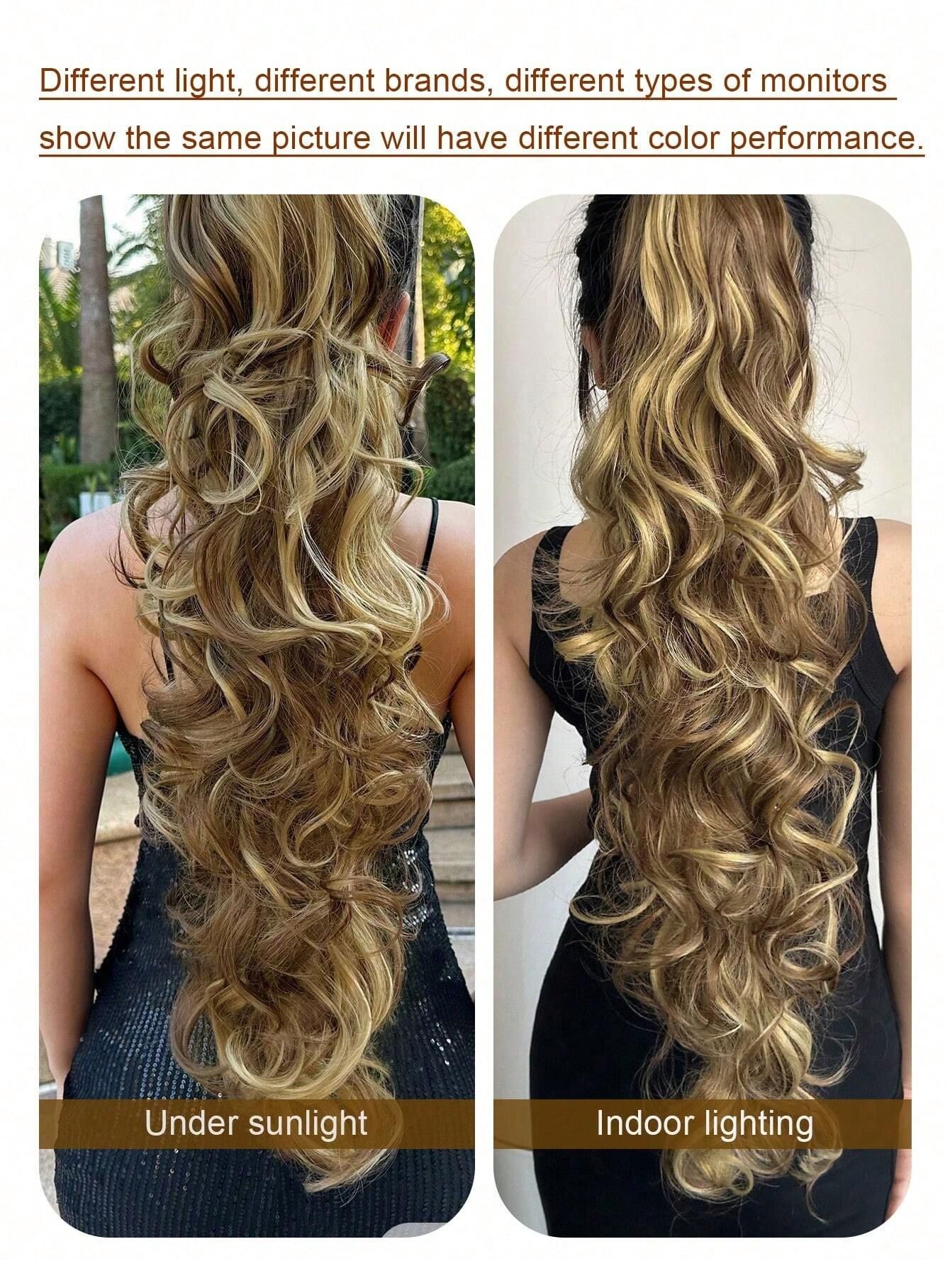 Ladies Big Wavy Curly Water Wave Clip In Hair Extensions Long Body Wave Ponytail Claw Curly Wavy Ponytail