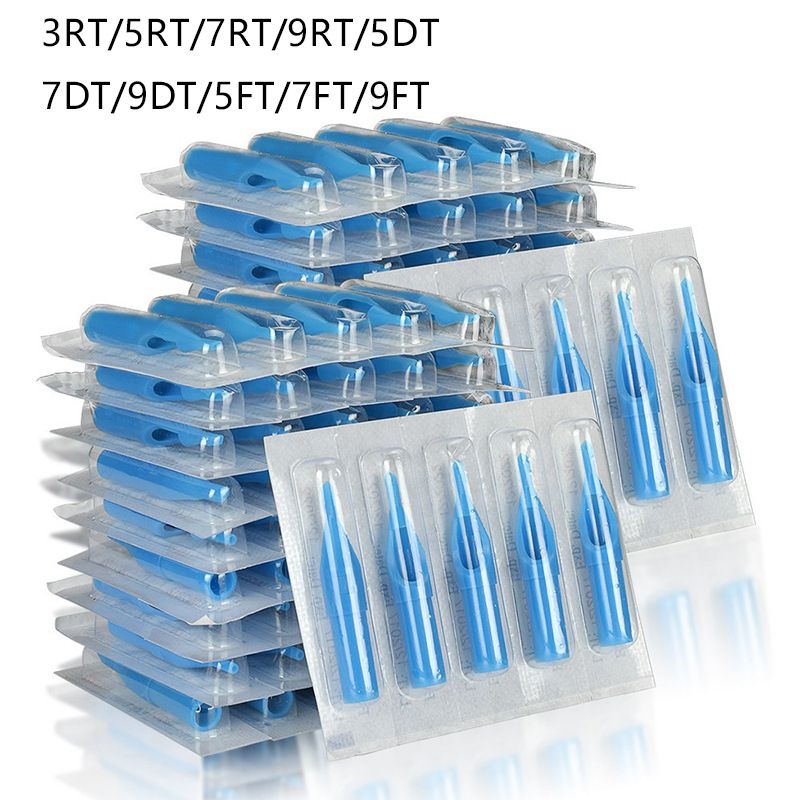 100Pcs Sterile Disposable Tattoo Nozzle Tips Needle Tube Mixed Sizes RT+DT+FT Tattoo Needles Cartridges Set