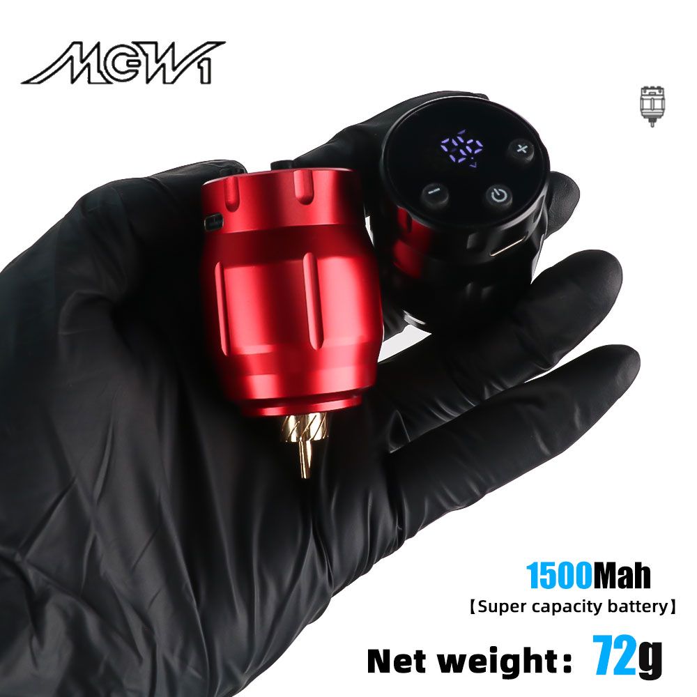 Wireless Tattoo Power Supply Professional Portable Rechargeable Battery 1500mAh Tattoo Machine Pen RCA Interface Power With LED Digital Display
