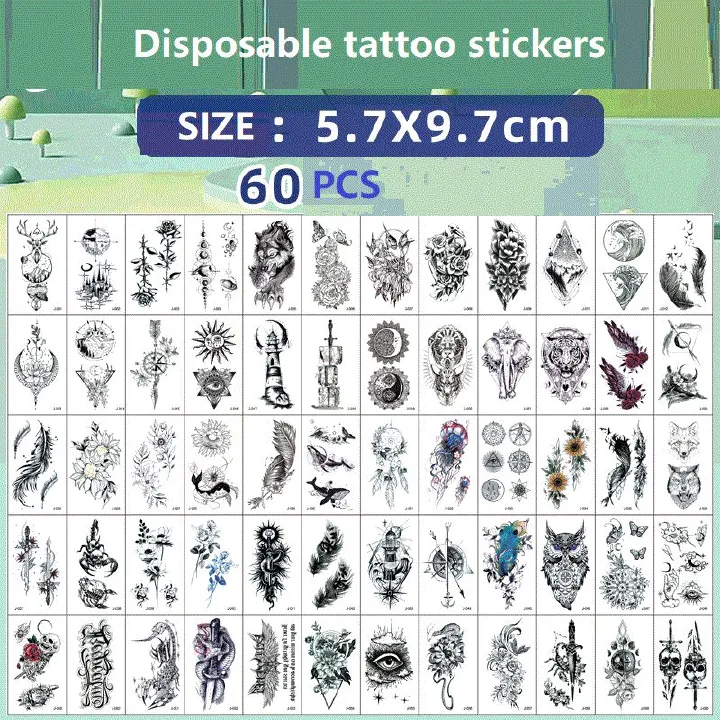 Simulated Tattoos Stickers 2Packs/120PCS or 3Packs/180PCS Waterproof Sweatproof Men And Women Sexy Mini Fake Paste Tattoo for Woman Tips