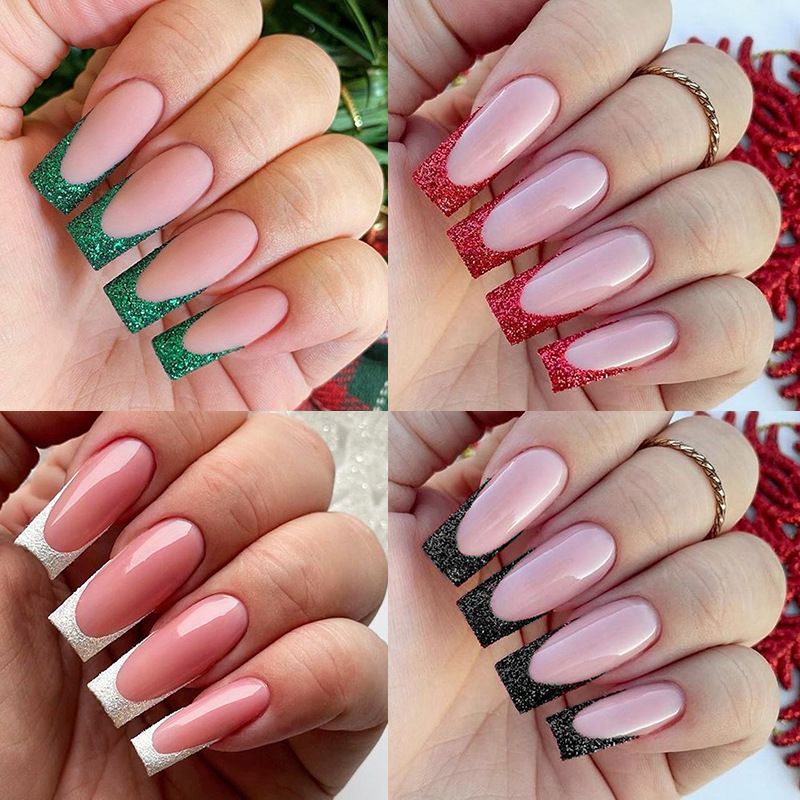 96-Piece French Manicure Press-On Nails Set - Almond Shaped Fake Nails with Glue, Reusable & Detachable, Minimalist INS Style Nail Art (Cross-Border Collection)