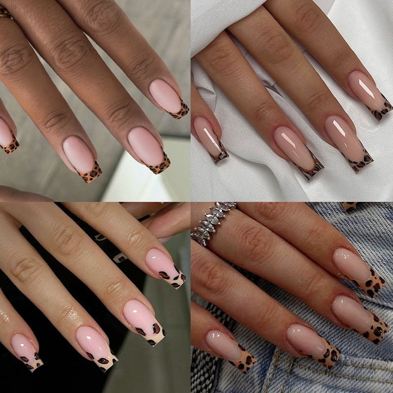 96-Piece French Manicure Press-On Nails Set - Almond Shaped Fake Nails with Glue, Reusable & Detachable, Minimalist INS Style Nail Art (Cross-Border Collection)