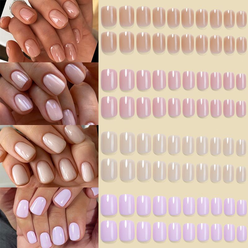 96-Piece French Manicure Press-On Nails Set - Almond Shaped Fake Nails with Glue, Reusable & Detachable, Minimalist INS Style Nail Art (Cross-Border Collection)