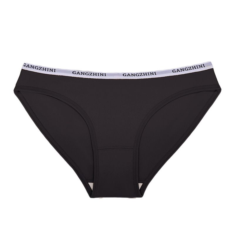 5PCS Women's Solid-color Briefs with Letter-pattern Waistband Comfortable Ribbed Knit