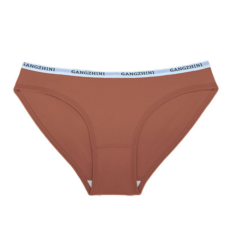 5PCS Women's Solid-color Briefs with Letter-pattern Waistband Comfortable Ribbed Knit
