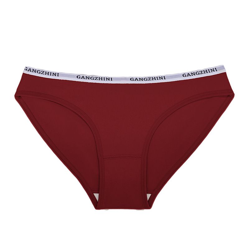 5PCS Women's Solid-color Briefs with Letter-pattern Waistband Comfortable Ribbed Knit