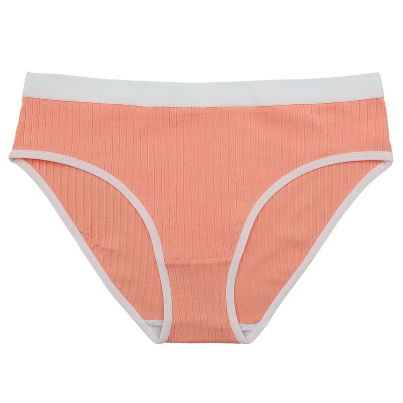 5PCS Ladies' Cotton Panties with Ribbed & Color-Block Shiny Design Anti-Sweat Cotton Quick-Dry for Rainy Season