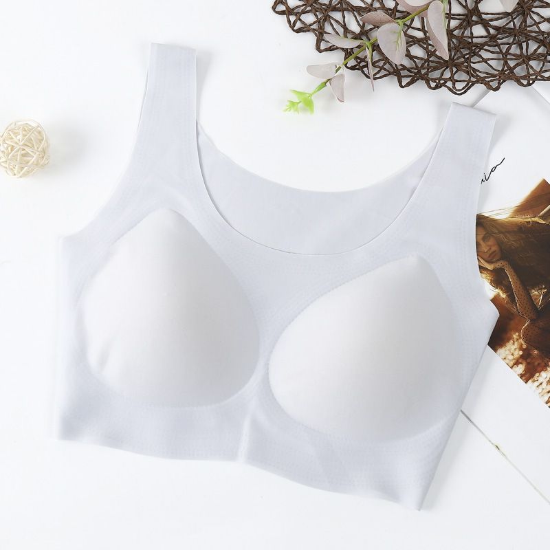 Nylon Spandex Vest Style Wire Free 3/4 Cup Sporty Casual Bra Thin Molded Cup, Breathable Underarm Control comfort bra