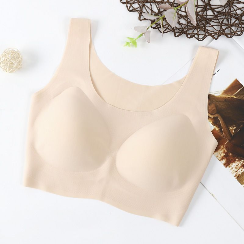 Nylon Spandex Vest Style Wire Free 3/4 Cup Sporty Casual Bra Thin Molded Cup, Breathable Underarm Control comfort bra