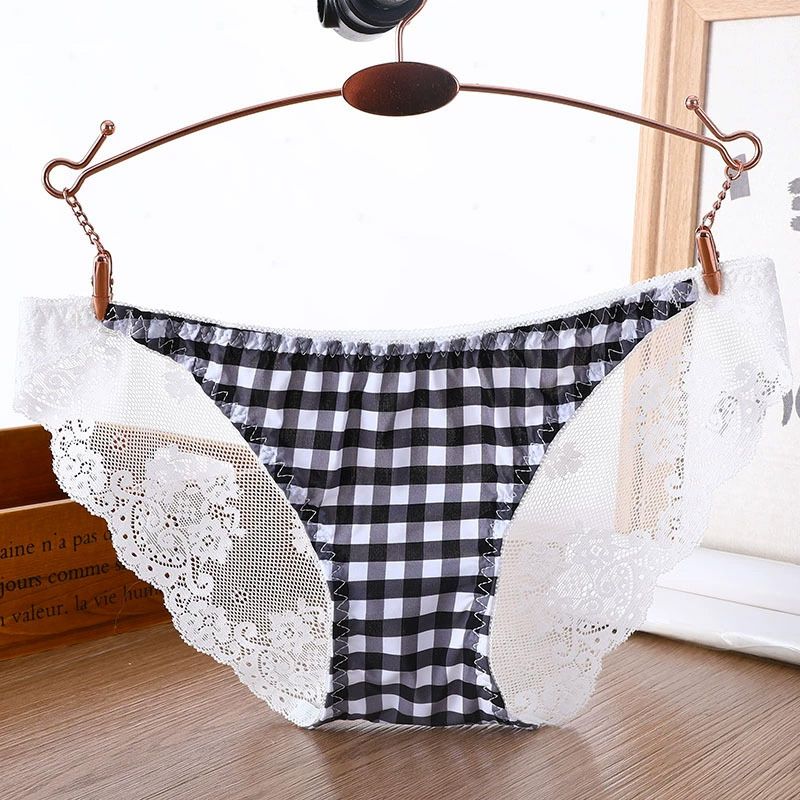 5PCS Lace and leopard print women's seamless ice silk sexy thin panties, suitable for girls, Japanese style, plus size with cotton crotch, low-waist triangle underwear