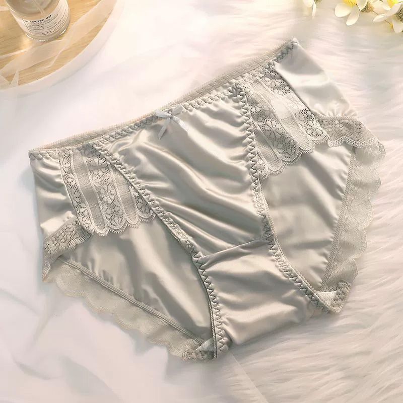 Ladies' luxury high-end lace sexy seamless breathable ice silk thin mid-high waist pure and sexy shorts-style panties