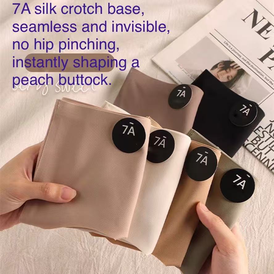 Women's Seamless Underwear with Antibacterial Crotch, 7A Mulberry Silk, for Teen Girls, Suitable for Sports and Yoga, No Butt - Pinching, Ice Silk, Mid Rise Shorties