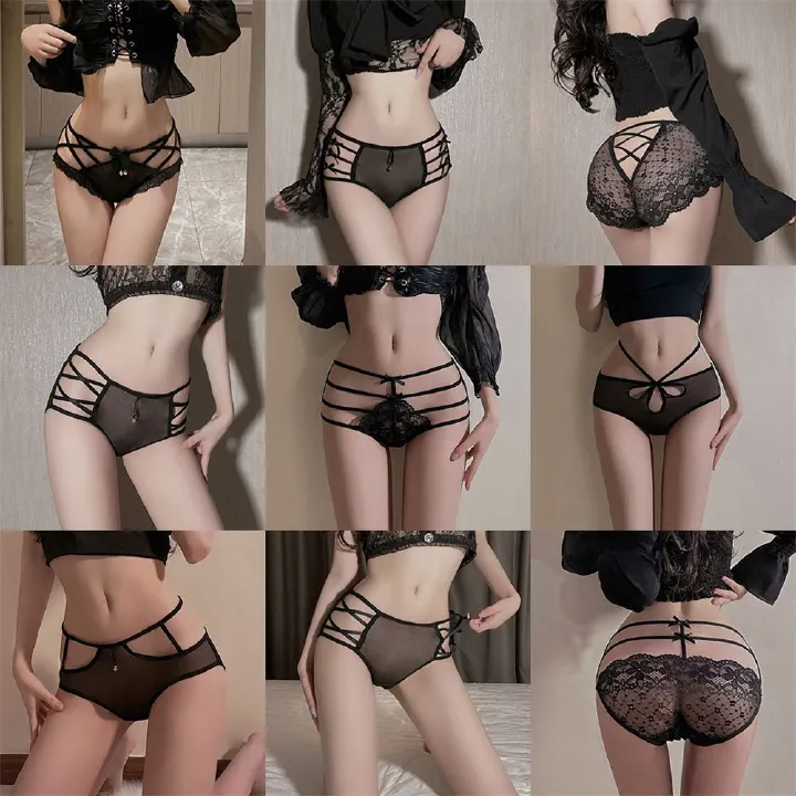Best - selling Black Comfort Series Women's Lace Panties with Bells, Pure Cotton Antibacterial Crotch, Hollow - Out, High Elasticity, High - Waist Women's Underwear